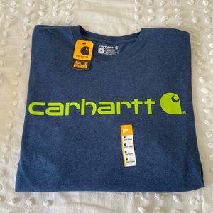 Carhartt Loose Fit Short Sleeve T-Shirt Blue W/ Green Spellout- Sz M- NWT
